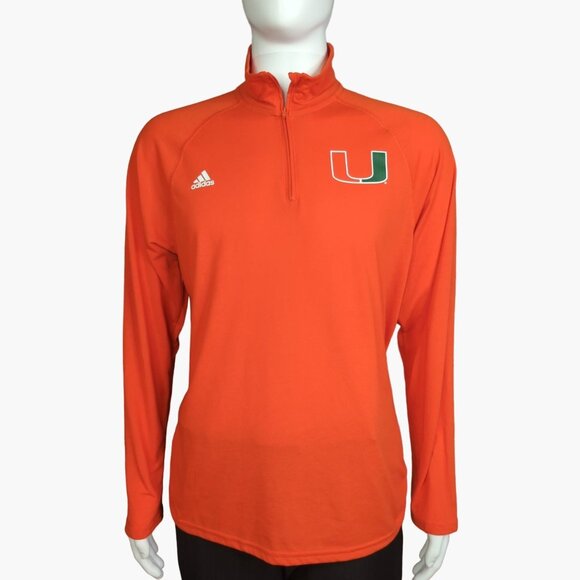 Adidas Miami Hurricanes Large Sideline Quarter-Zip Pullover - Picture 1 of 8